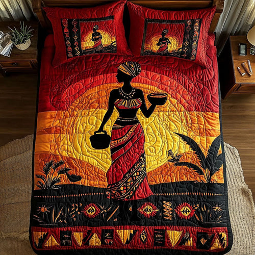 Black Women In Sunset WY2001052CL Duvet Cover Set