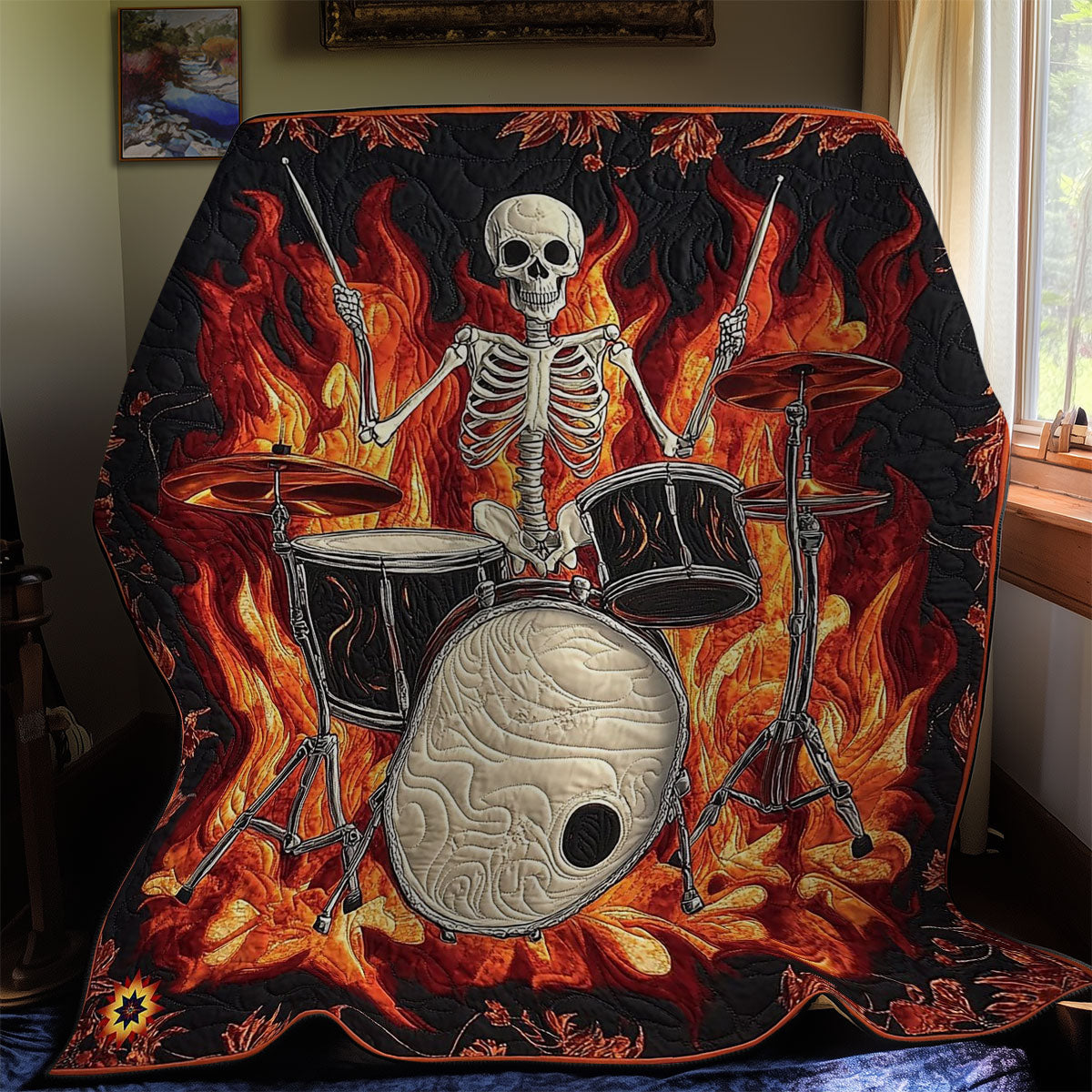 Skeleton Playing Drum WY0412025CL Quilt