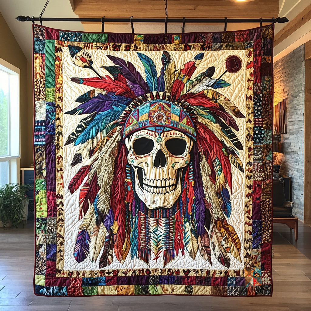 Native American Skull WU2210026CL Quilt