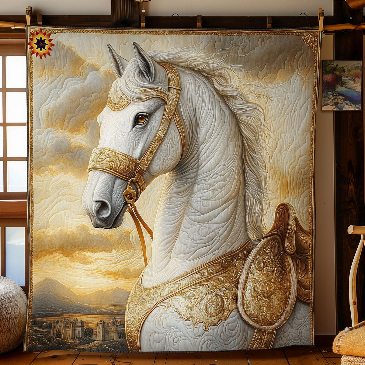 Horse Abstract WY1811037CL Quilt