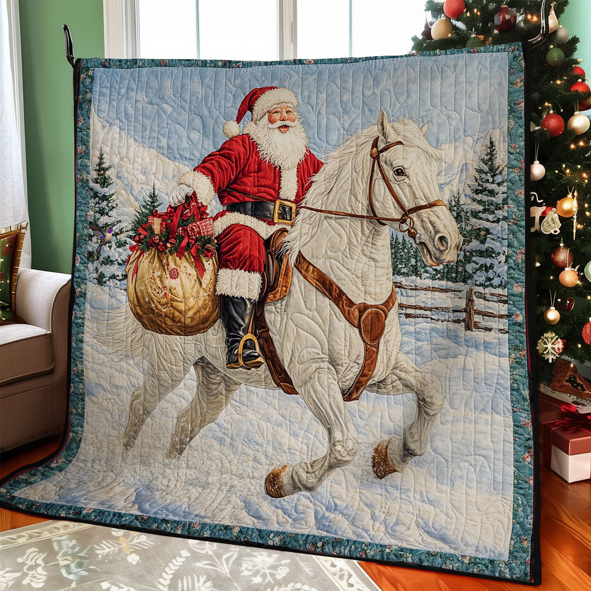 Santa Claus Riding Horse WY1211044CL Quilt