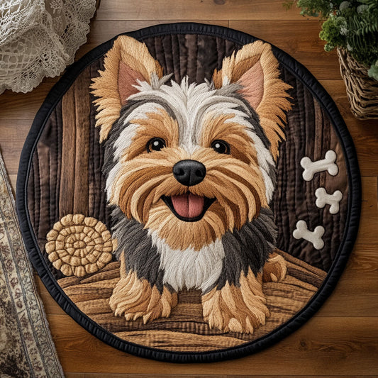 Yorkie Smile CP0705006CL Quilted Round Mat