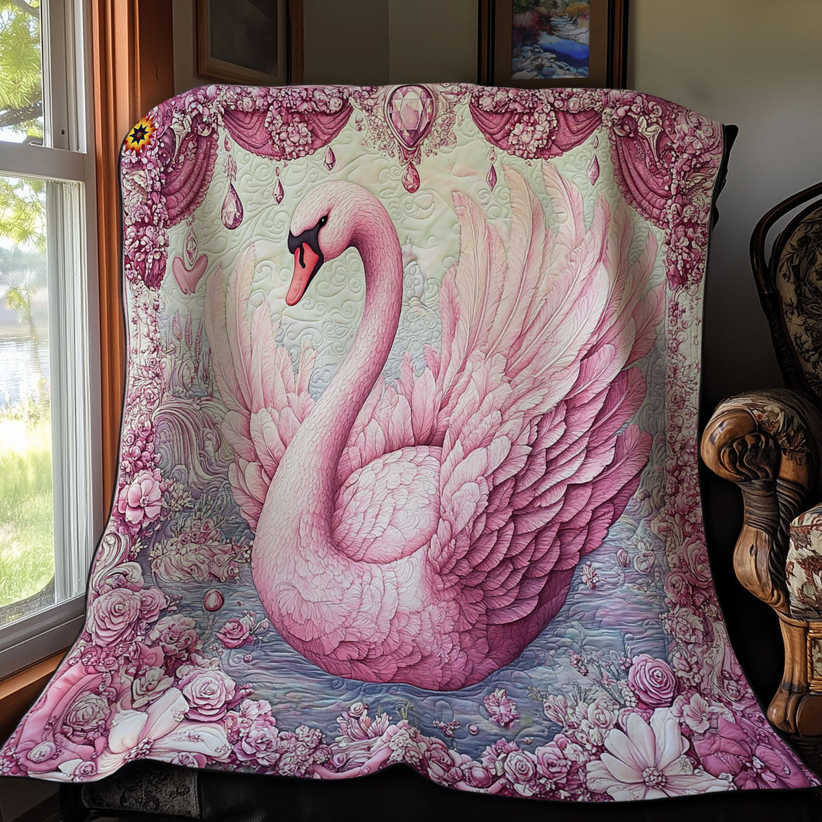 Pink Swan WY1411036CL Quilt