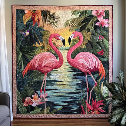 Tropical Couple Flamingo WP0212048CL Quilt