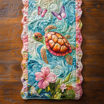 Floral Ocean And Turtle WY2802072CL Quilted Table Runner