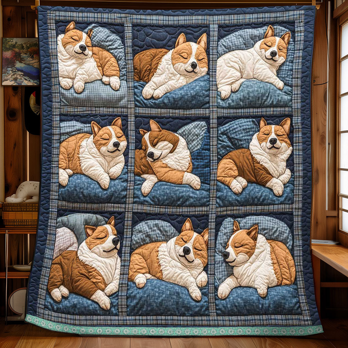 Adorable Corgi Winter WP1809010CL Quilt