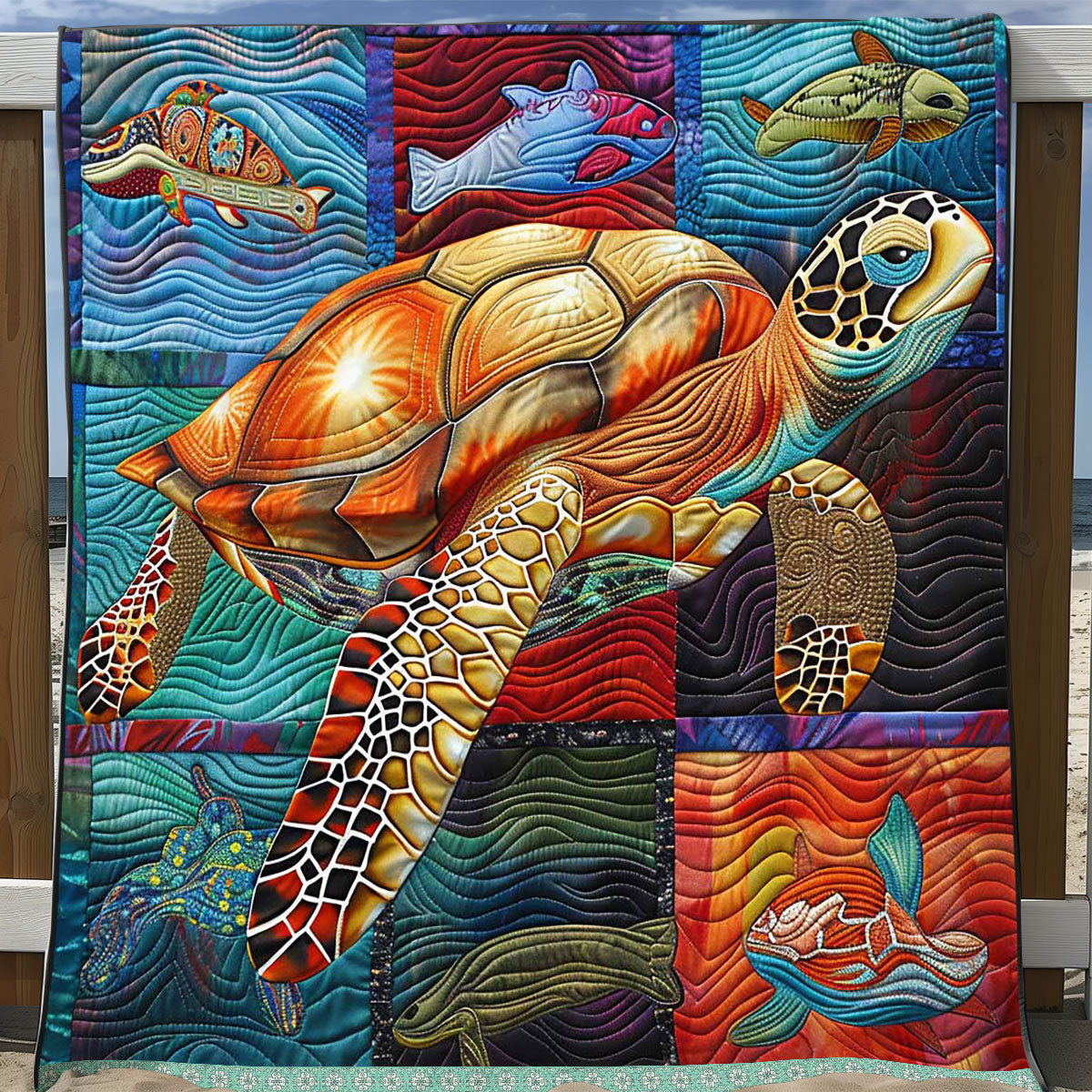 Sunny Turtle Fish WP0409046CL Quilt