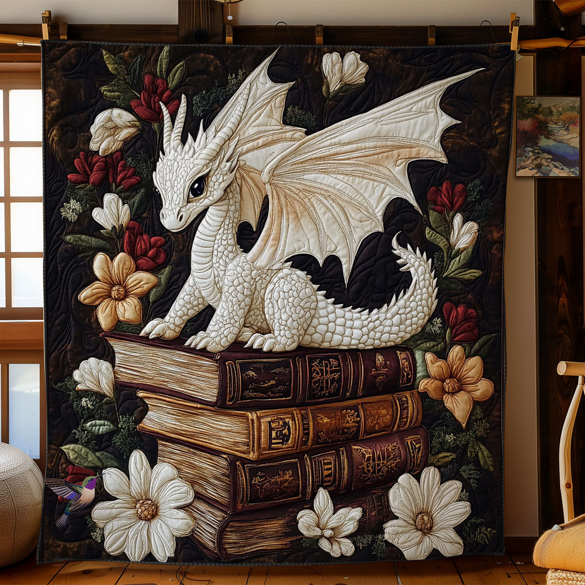 White Dragon In Book WY1112024CL Quilt