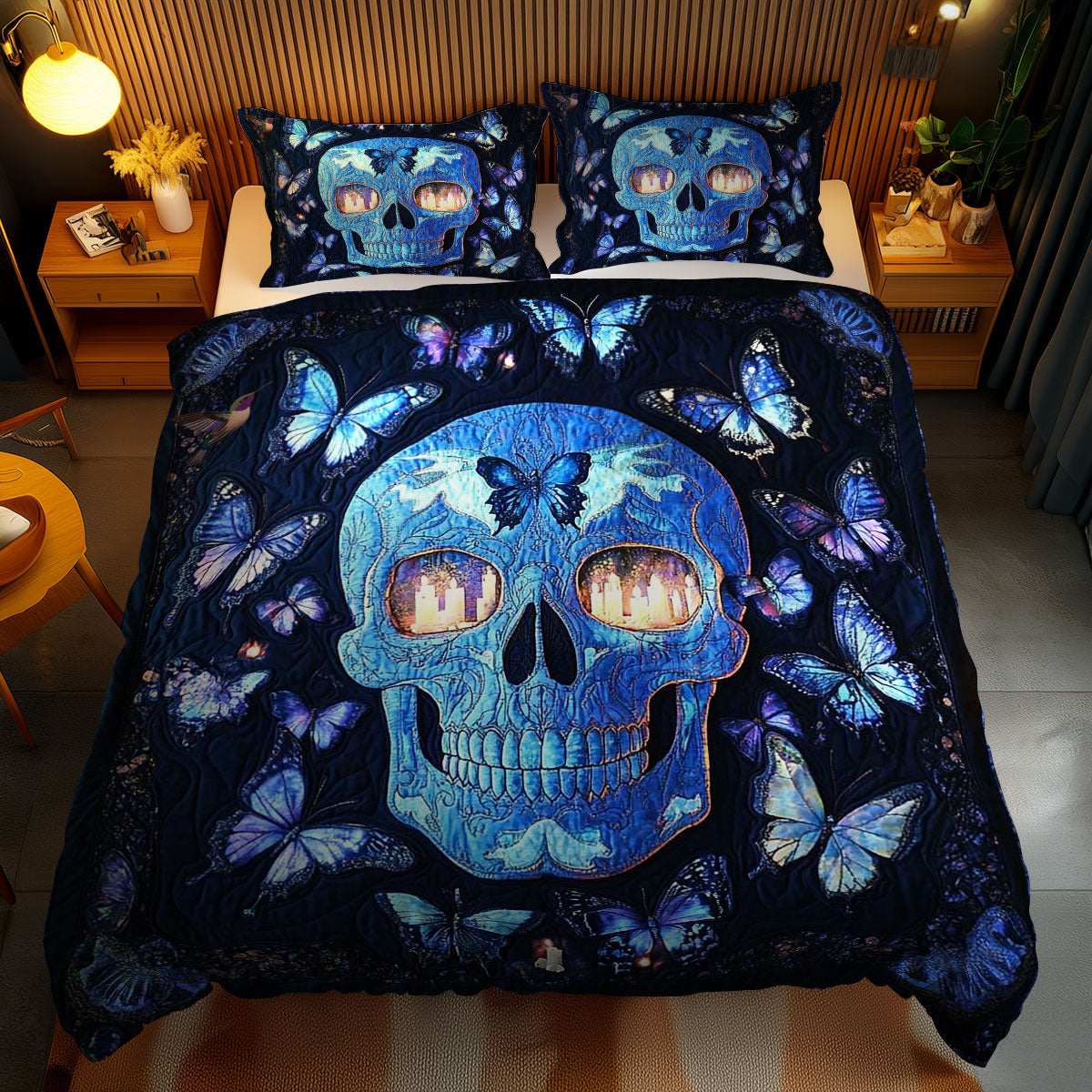 Skull Butterfly Whirl WN2410015CL Duvet Cover Set