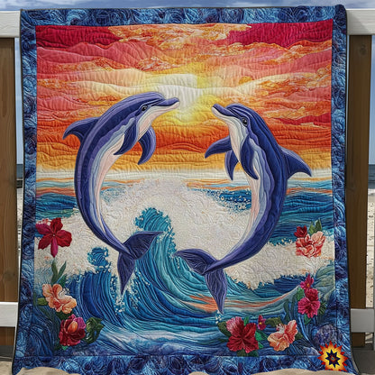 Sunset Couple Dolphin WY0912016CL Quilt