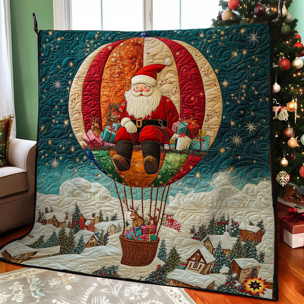 Christmas Hot Air Balloon WY0212046CL Quilt