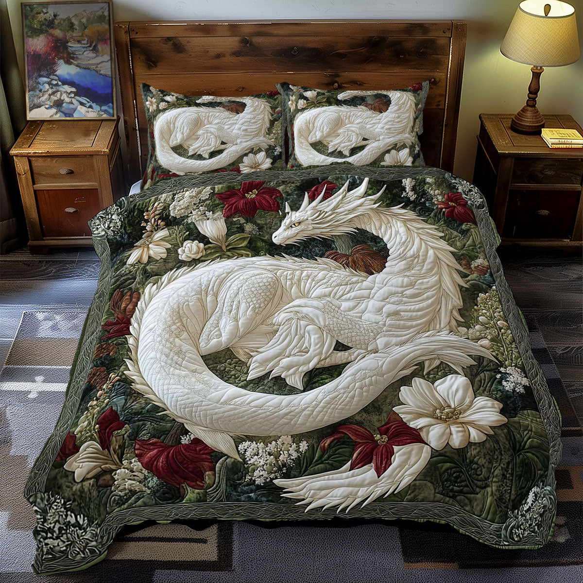 Majestic Dragon In Forest WY1701098CL Duvet Cover Set