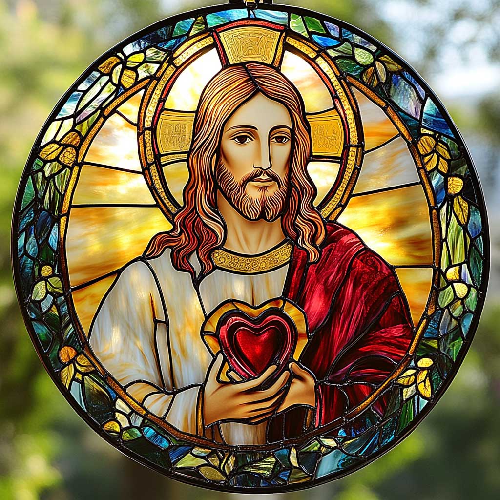 Jesus Light WN2211085CL Stained Glass Suncatcher