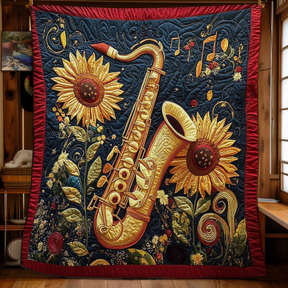 Gold Saxophone And Sunflower WY0202027CL Quilt