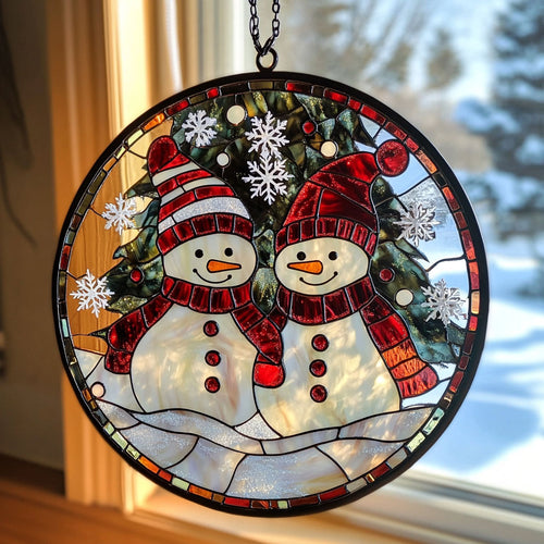 Snowman WJ2211045CL Stained Glass Suncatcher