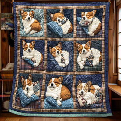 Sleeping Corgi Winter WP1809009CL Quilt