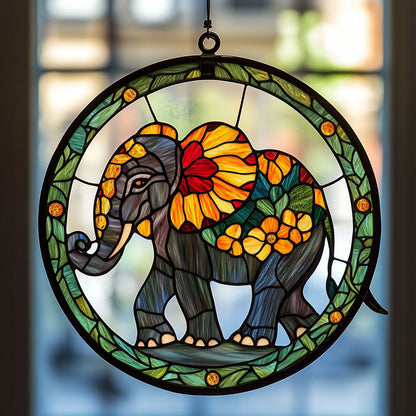 Elephant WJ0611044CL Stained Glass Suncatcher