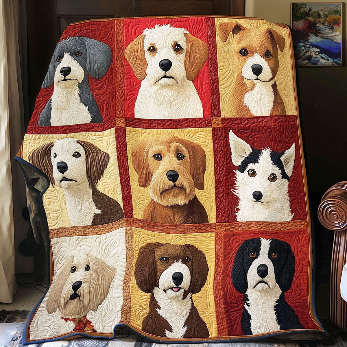 Portrait Vibrant Dog WY0212019CL Quilt