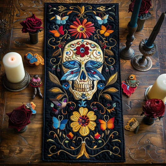 Colorful Skull WN3010098CL Quilted Table Runner