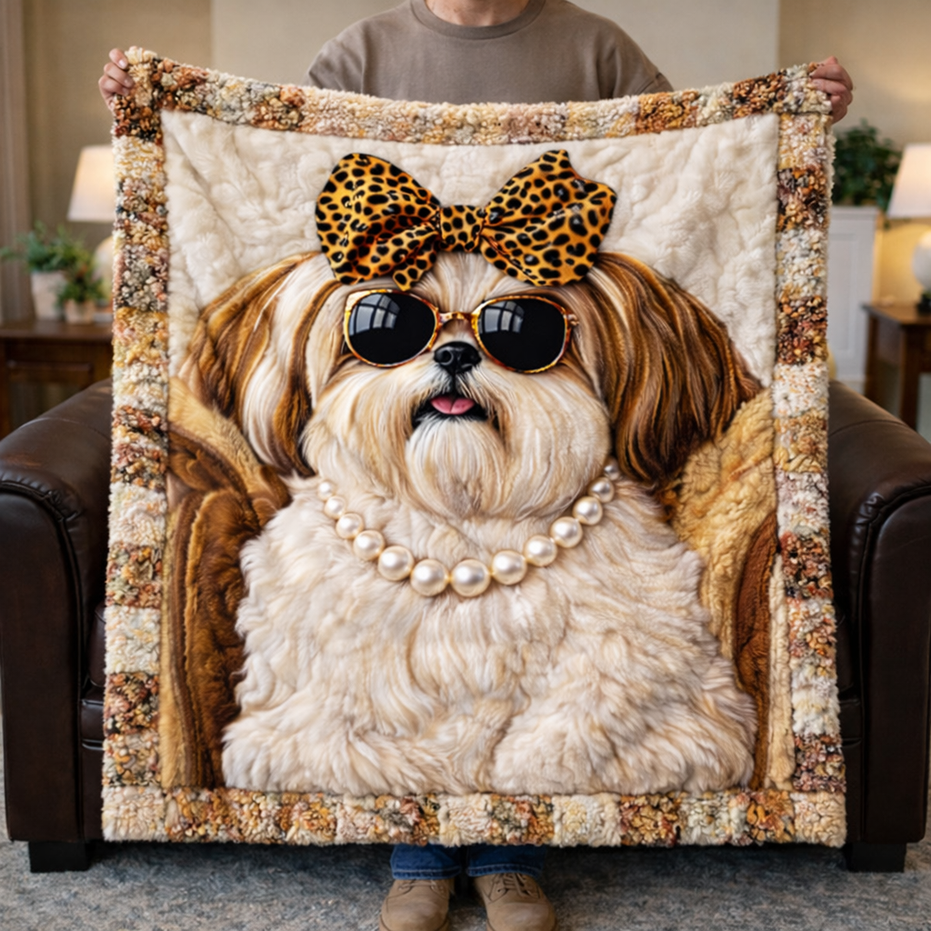 Chic Shih Tzu KL2701001CL Faux Fur Throw Blanket