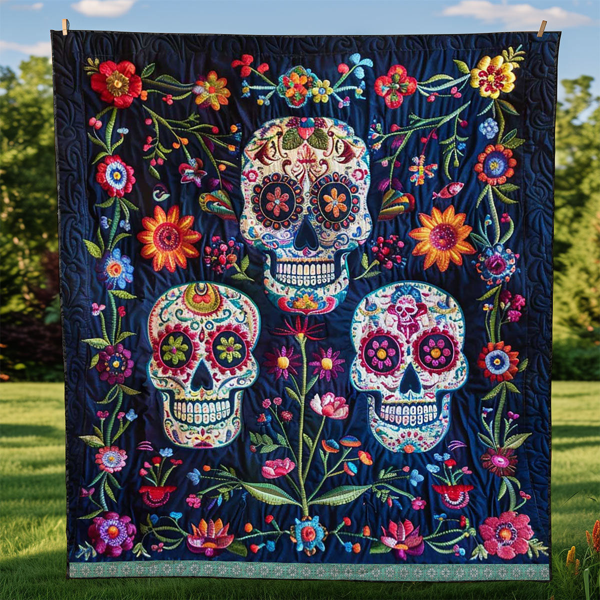 Calavera Sugar Skulls WJ1309028CL Quilt