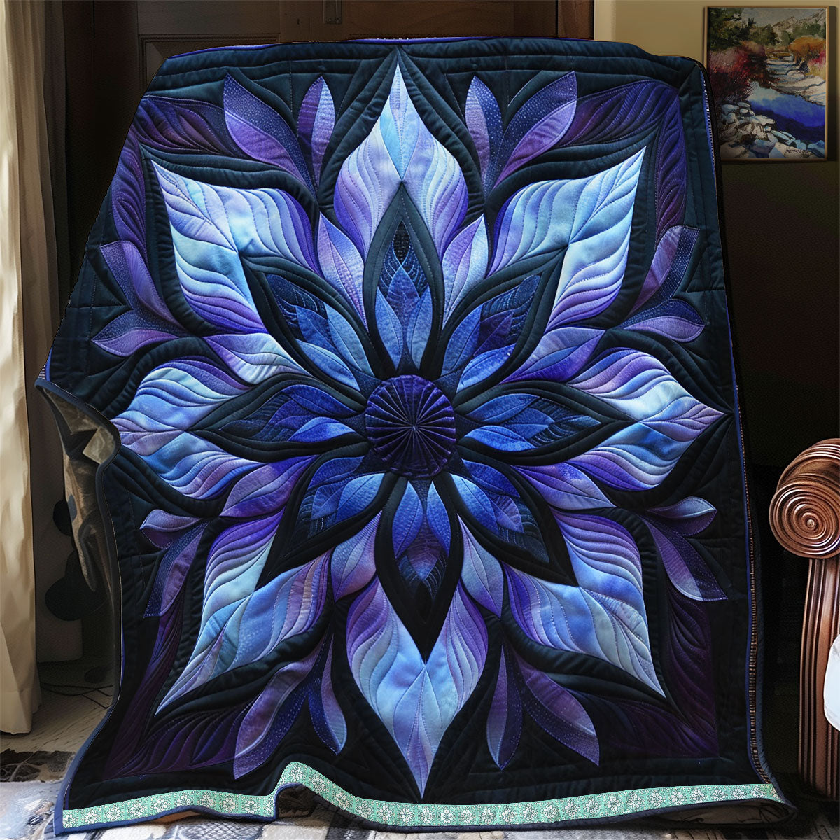 Blue Serene Blossoms WN1309019CL Quilt