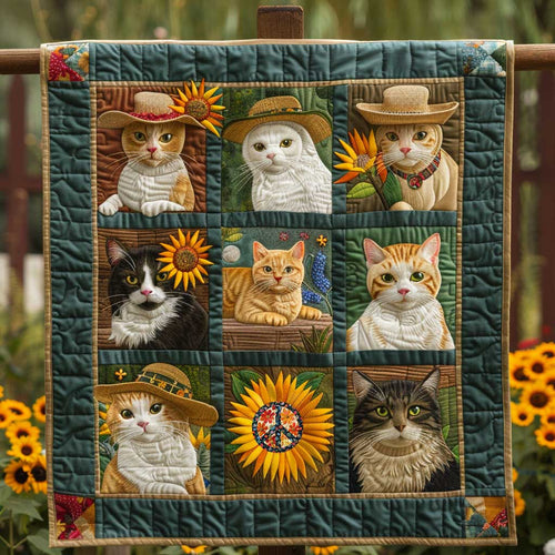 Sunflower Day Tabby Cat WP1210043CL Quilt