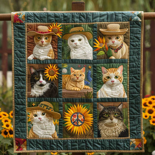 Sunflower Day Tabby Cat WP1210043CL Quilt