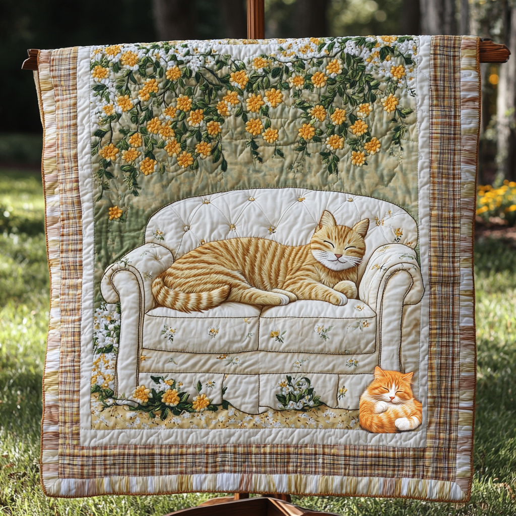 Fluffy Cat in Bloom WG0912012CL Quilt