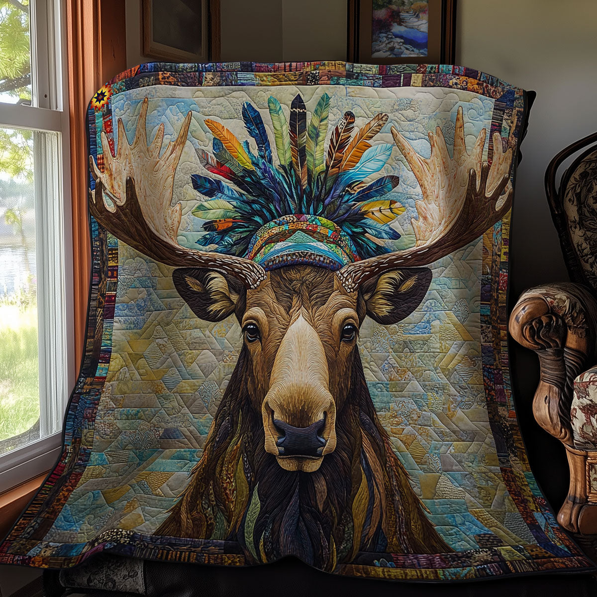 Native American Moose WY1411042CL Quilt