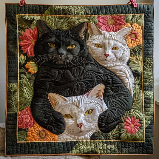 Cat Family Flower Garden WP1009007CL Quilt