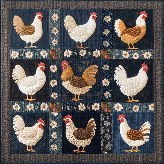 Floral Chickens XR0612010CL Quilt