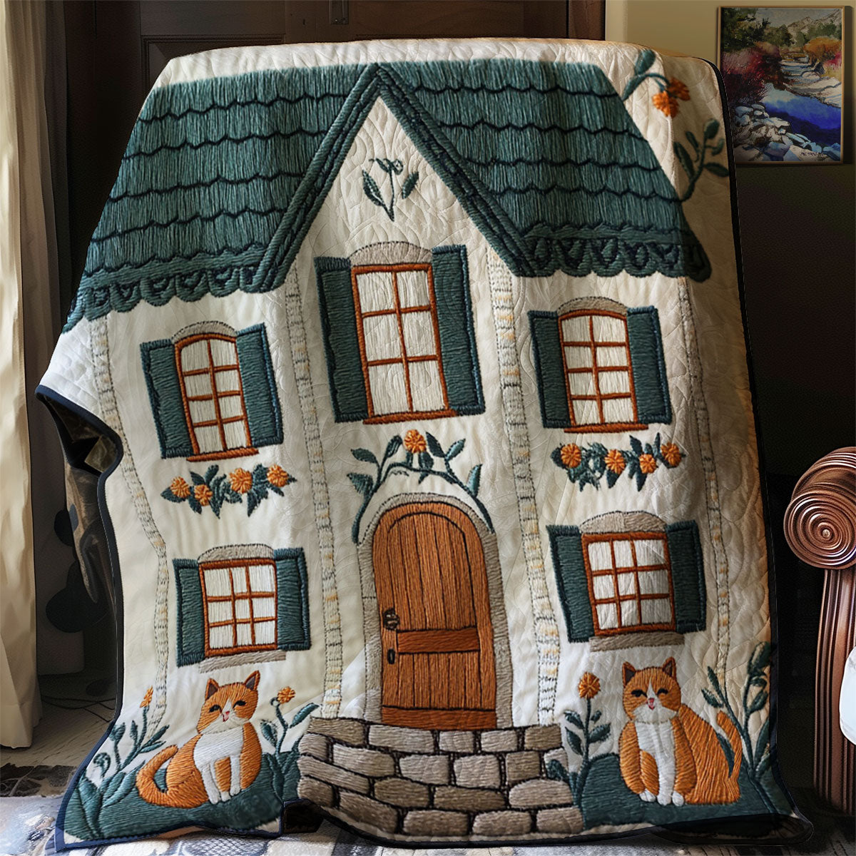 Cozy Cottage Cat WJ1902006CL Quilt
