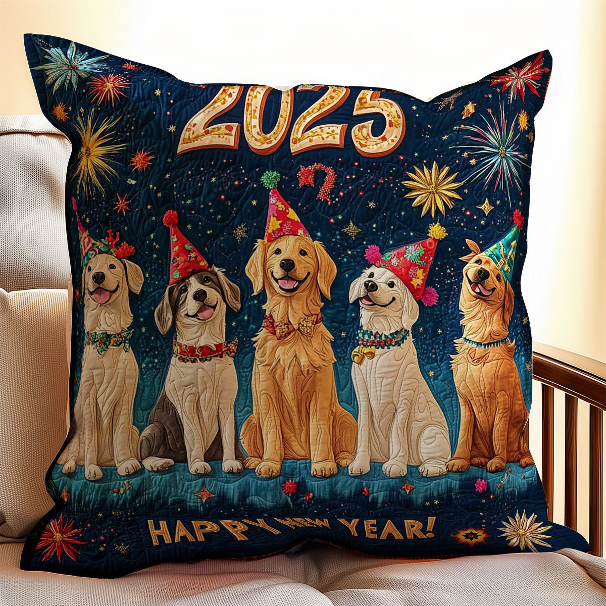 Dog New Year Party WY1612095CL Quilt Pillow Case