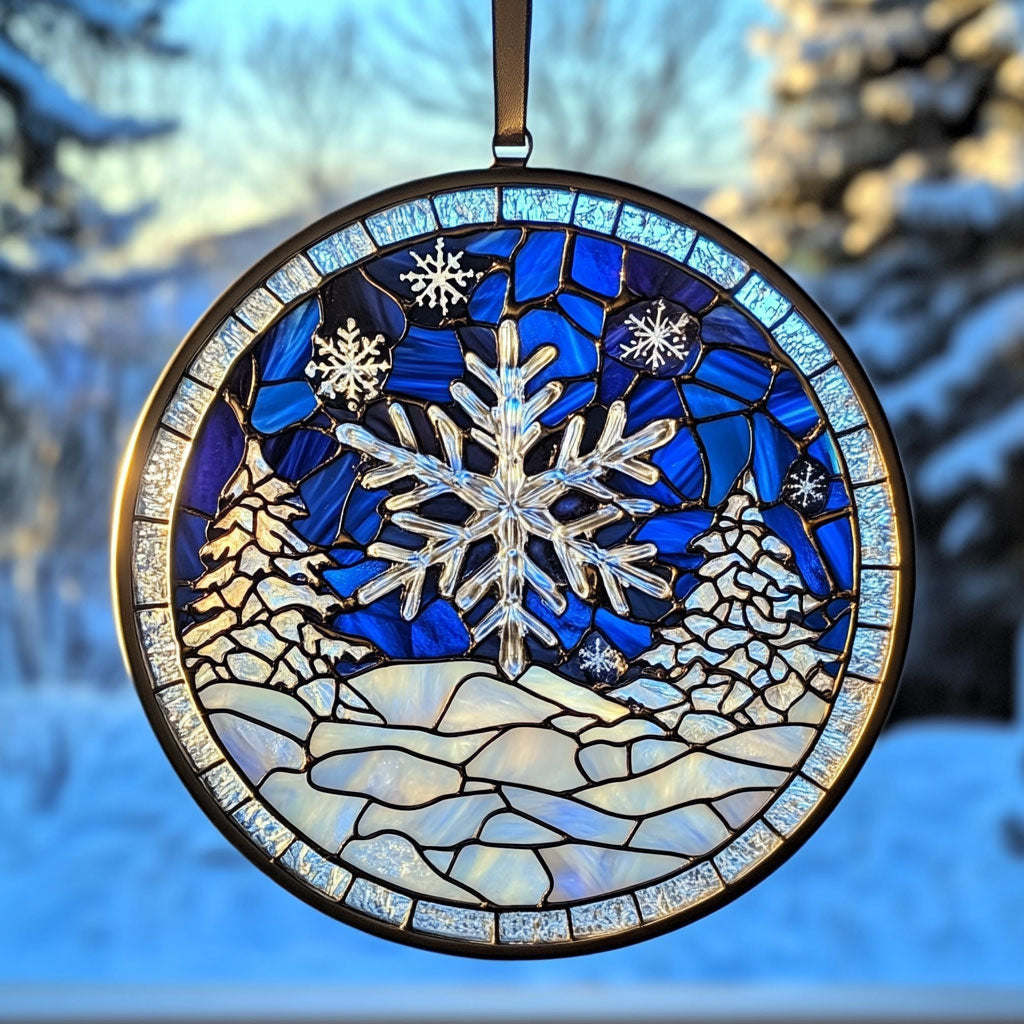 Snowflake WJ1511046CL Stained Glass Suncatcher