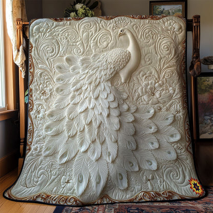 Elegant White Peacock WY2012044CL Quilt