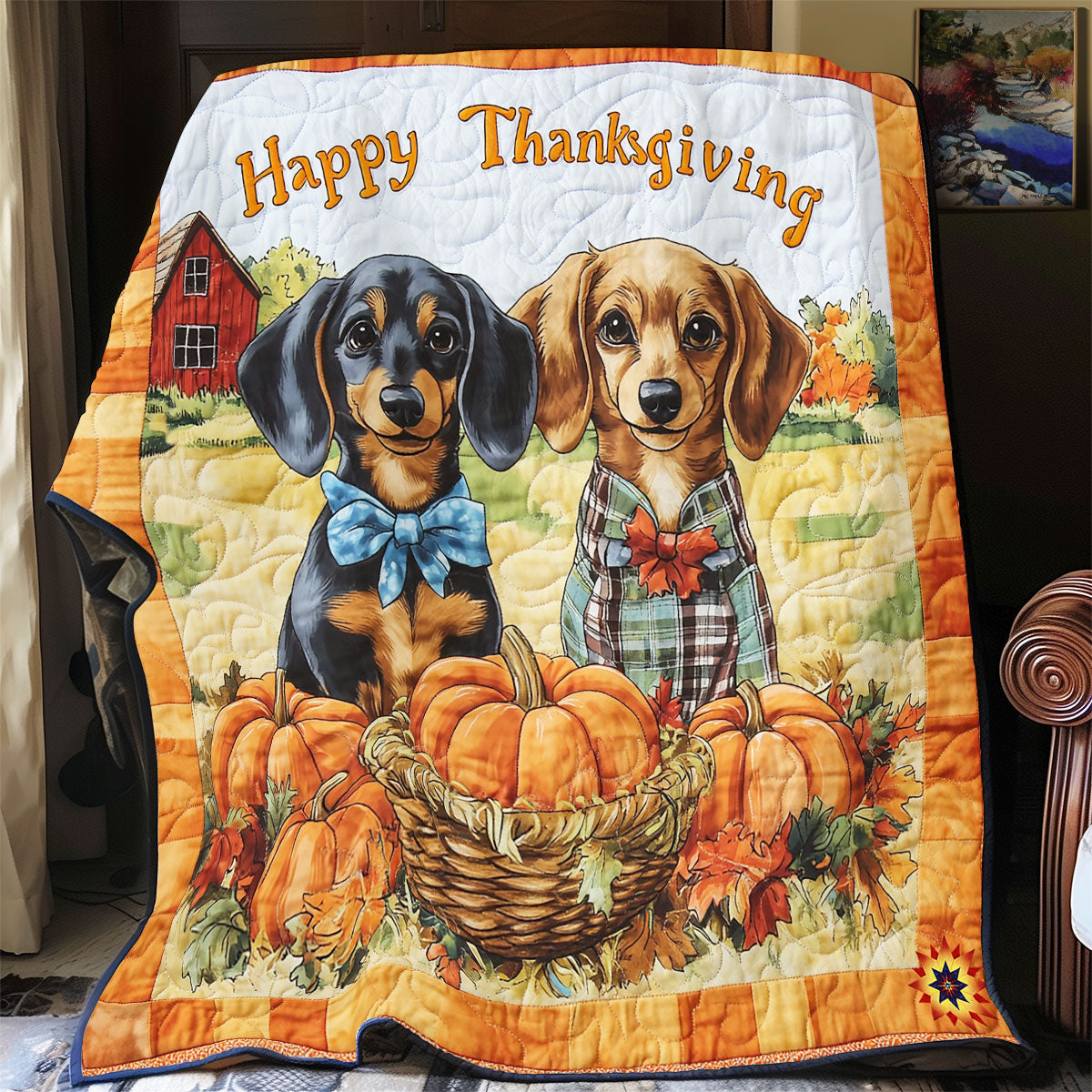 Pumpkin Dachshund WY1911100CL Quilt