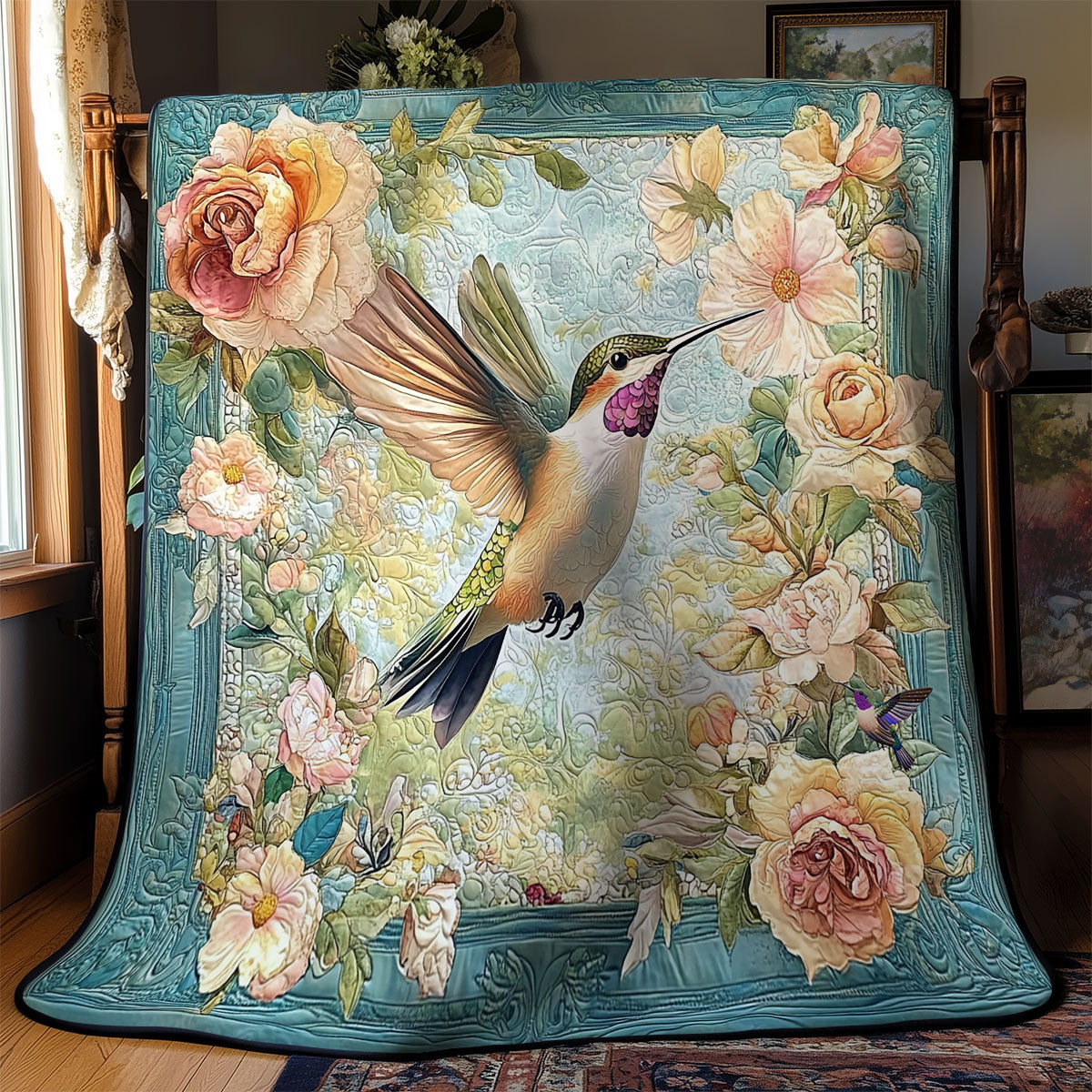 Flower Hummingbird WY2111031CL Quilt