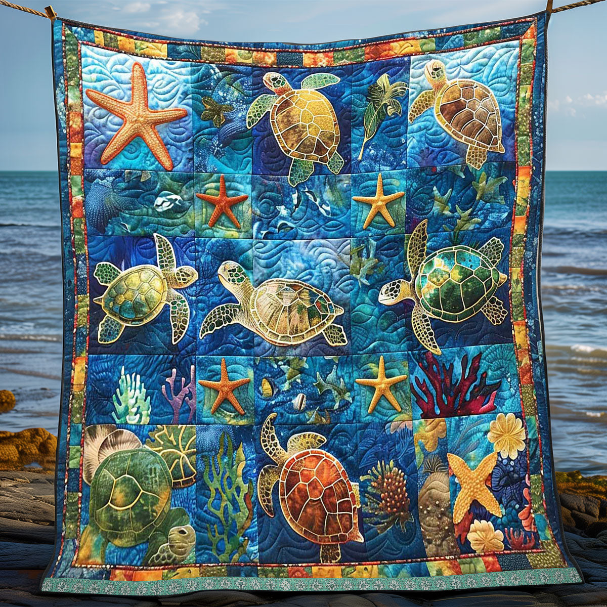 Turtle Starfish Neighborhood WP0409051CL Quilt