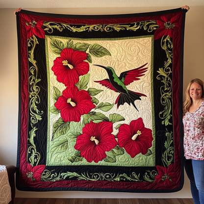 Hummingbird In Hibiscus Blooms WN2309046CL Quilt