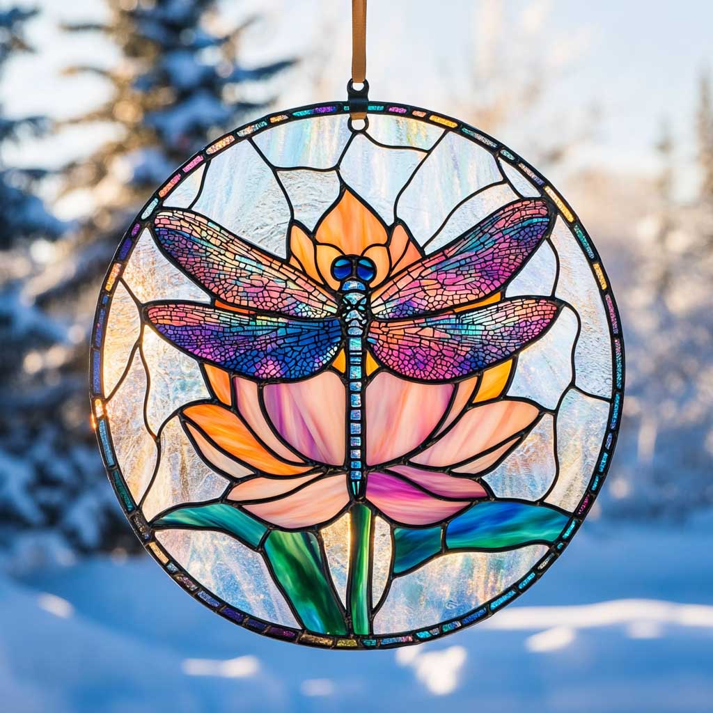 Dragonfly WJ2709041CL Stained Glass Suncatcher