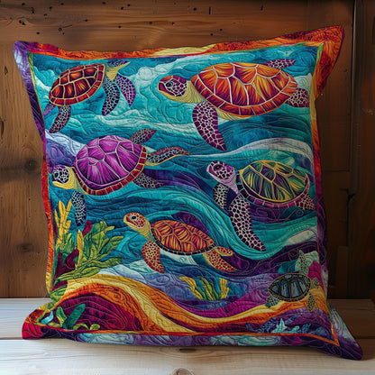 Colorful Turtle Family WY1612138CL Quilt Pillow Case