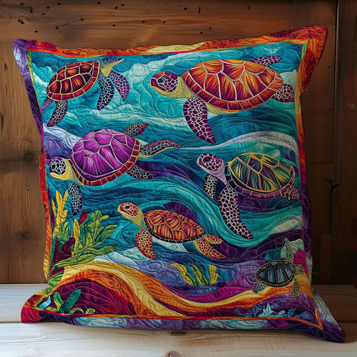 Colorful Turtle Family WY1612138CL Quilt Pillow Case