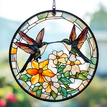 Hummingbird WJ1510040CL Stained Glass Suncatcher