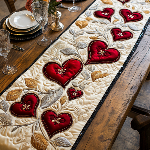 Heart Vine WG1501001CL Quilted Table Runner