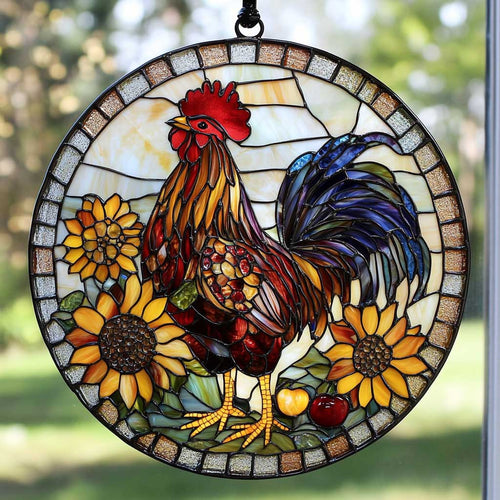 Chicken Charm WN2211071CL Stained Glass Suncatcher