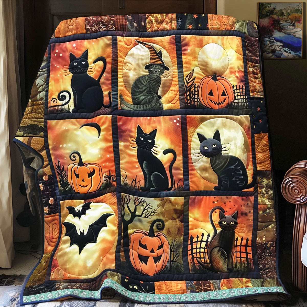 Spooky Halloween Cat WN1309057CL Quilt