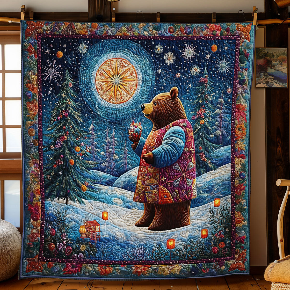 Majestic Night Of Bear WY1701049CL Quilt