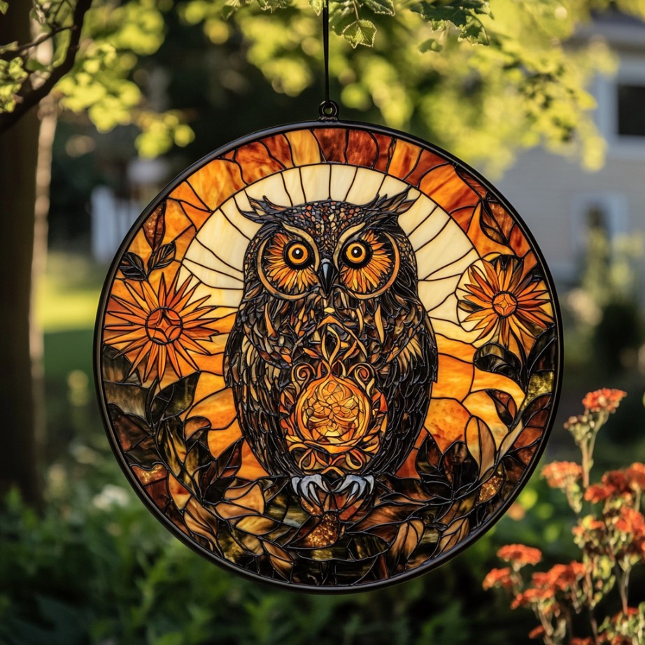 Owl Into The Wild WU0611089CL Stained Glass Suncatcher