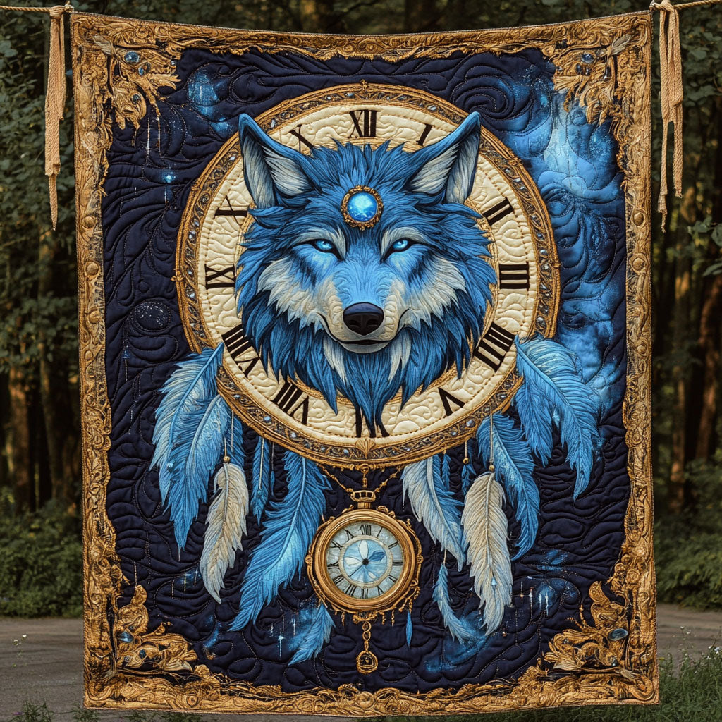 Blue Wolf Dreamcatcher Clock WT2702131CL Quilt